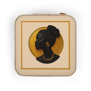 Black Woman Cameo Mom Travel Jewelry Box African American Silhouette Jewelry Case Gift for Mom Grandma Daughter Black Mom Christmas Gift zdjęcie 3