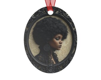 Afro Black Woman Cameo Christmas Ornament African American Holiday Decor Black Woman Gift Keepsake Ornament Black Person Gifts Ornament Gift