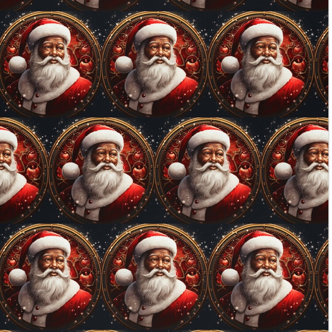 Black Santa Christmas Custom Gift Wrap, Black Gift Wrapping Paper Roll