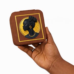 Black Woman Cameo Mom Travel Jewelry Box African American Silhouette Jewelry Case Gift for Mom Grandma Daughter Black Mom Christmas Gift zdjęcie 18