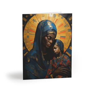 Black Madonna and Child Greeting Christmas Cards Boxed, Black Virgin Mary, Black Jesus, African American Christmas Gift Boxed Holiday Cards
