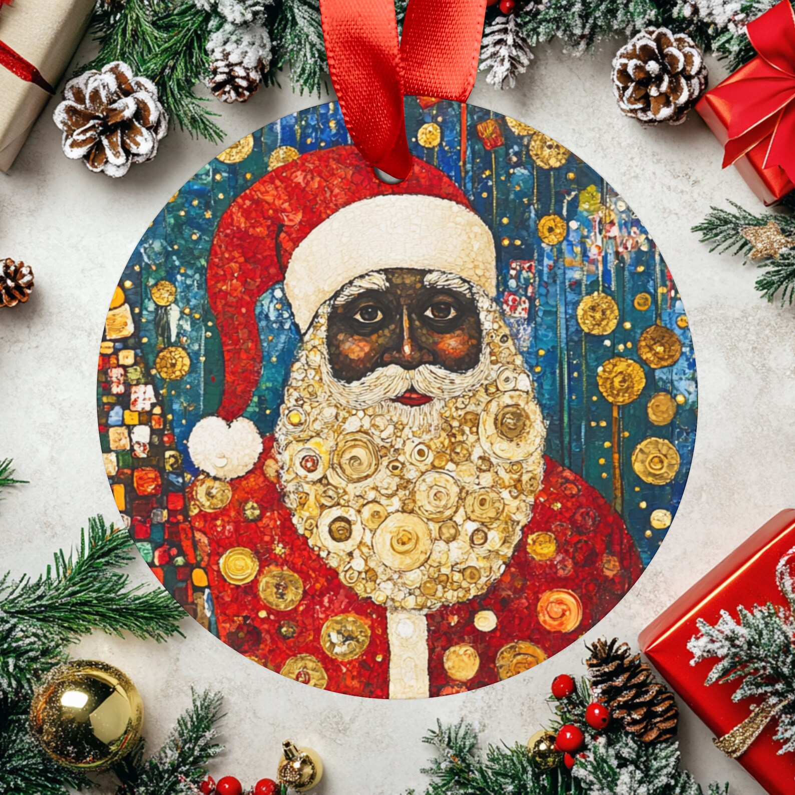 Black Santa Christmas Ornament African American Santa Christmas
