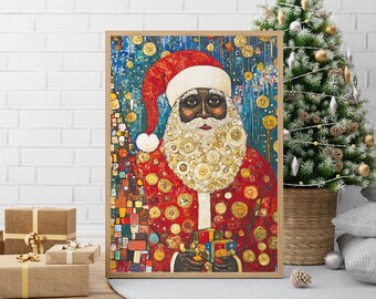 Black Santa Christmas Poster: Afrocentric Holiday Wall Art