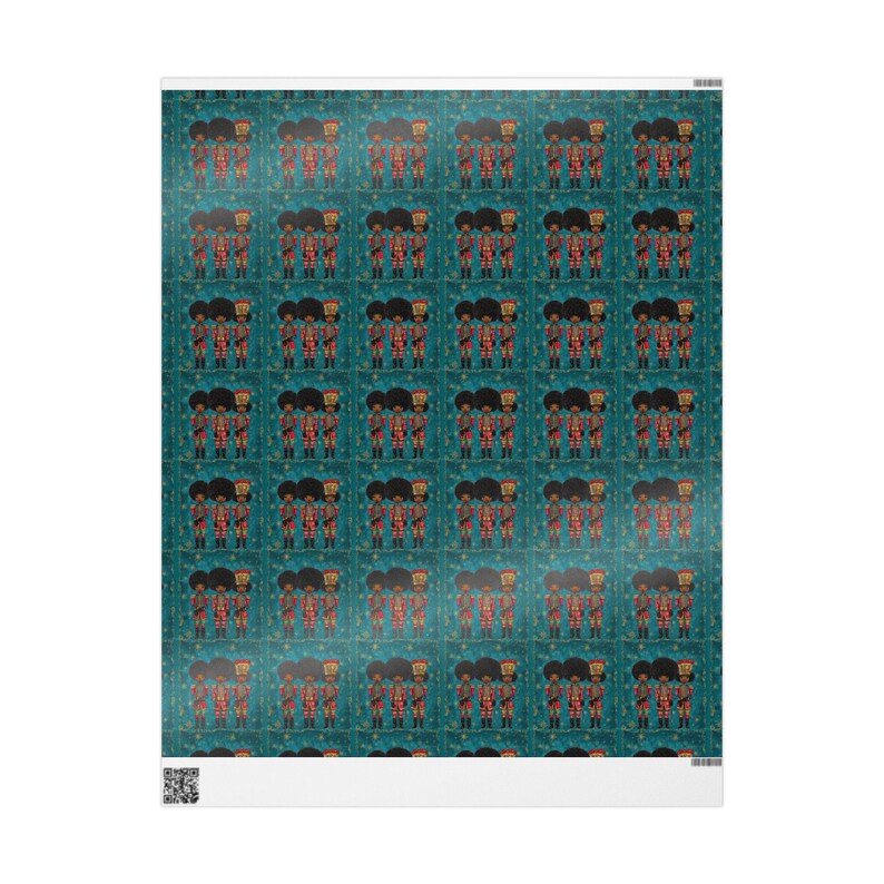 Afro Black Nutcracker Christmas Wrapping Paper Roll, Black African American Nutcracker Gift Wrap, Melanin Holiday Gift Xmas Wrapping Paper image 6