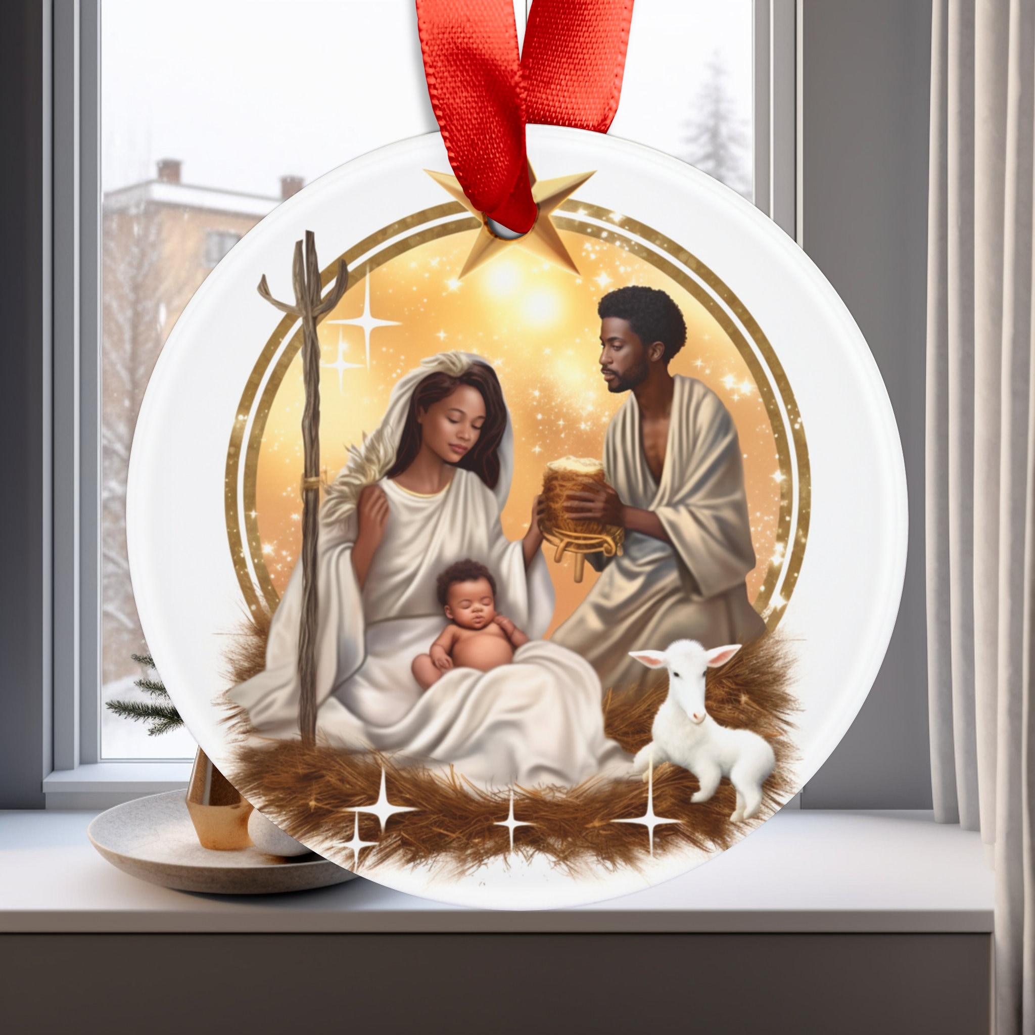 Nativity Christmas Ornaments Black Nativity Brown Skin Nativity African ...