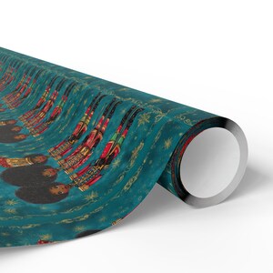 Afro Black Nutcracker Christmas Wrapping Paper Roll, Black African American Nutcracker Gift Wrap, Melanin Holiday Gift Xmas Wrapping Paper image 2