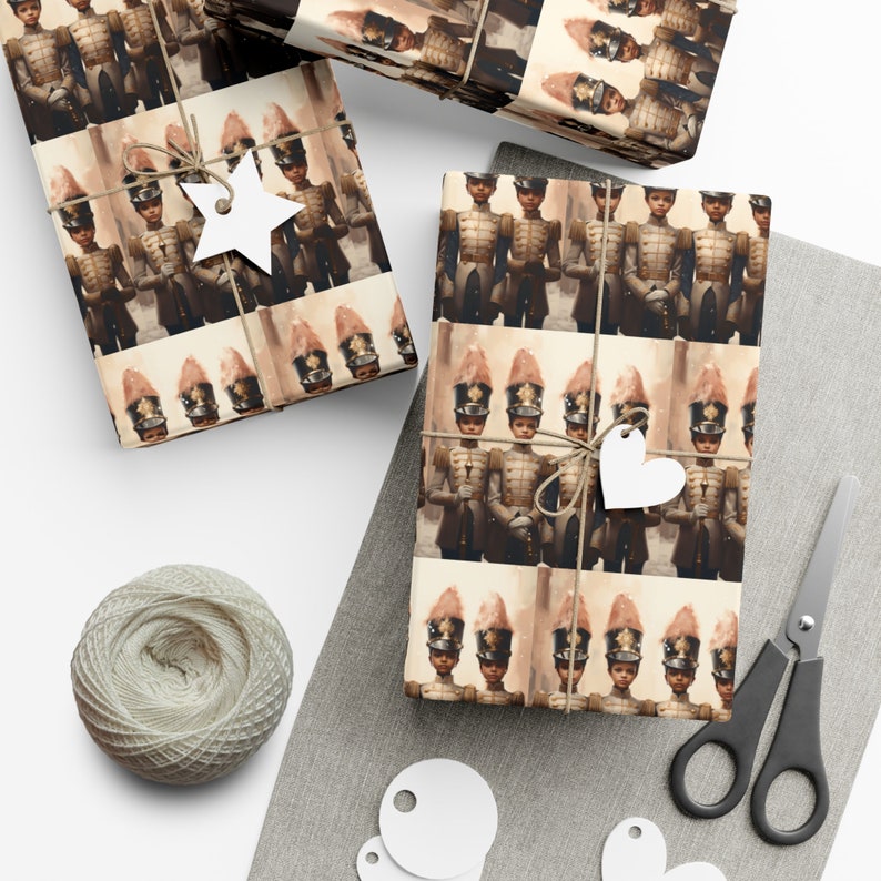 Black Christmas Gift Wrap African American Nutcracker Gift Christmas Gift Wrapping Paper Roll Black People Gift Holiday Christmas Gift Wrap image 4