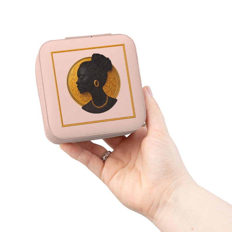 Black Woman Cameo Mom Travel Jewelry Box African American Silhouette Jewelry Case Gift for Mom Grandma Daughter Black Mom Christmas Gift zdjęcie 7