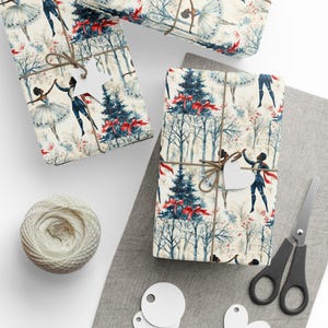 African American Wrapping Paper Roll Black Nutcracker & Black Ballerina Christmas Gift Wrap, Afrocentric Black Girl Boy Holiday Gift Wrap image 8