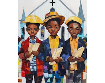 Black Boys Reading Wall Art Print African American Boys with Books Afrocentric Home Decor Black Child Literacy Art African American Art