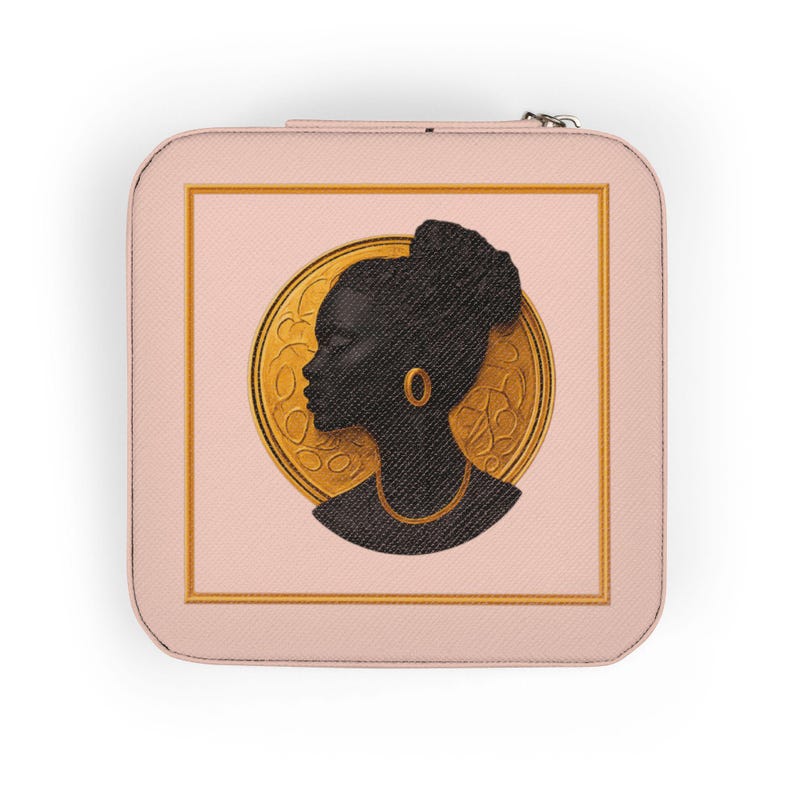 Black Woman Cameo Mom Travel Jewelry Box African American Silhouette Jewelry Case Gift for Mom Grandma Daughter Black Mom Christmas Gift zdjęcie 5