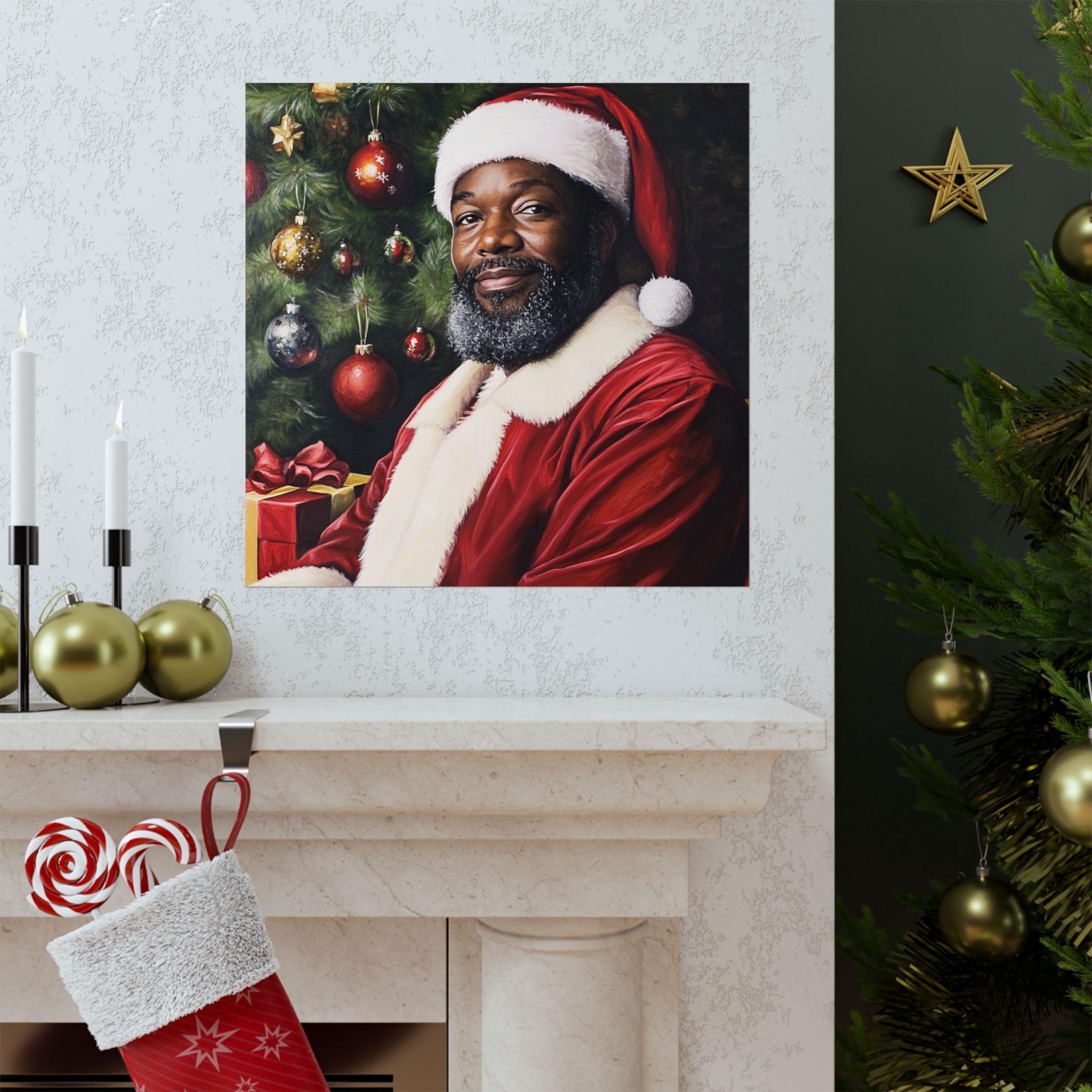 Black Santa Clause Wall Art Print Blacksanta Decor Black African ...
