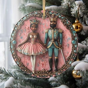 Pink Pastel Nutcracker African American Black Nutcracker Ballerina Ornament Nutcracker Christmas Ornament Holiday Girl Gift Holiday Keepsake