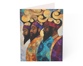 3 Wise Men Black Greeting Cards, Black African American Christmas Cards Afrocentric Black Nativity Christian Religious Holiday Boxed Cards