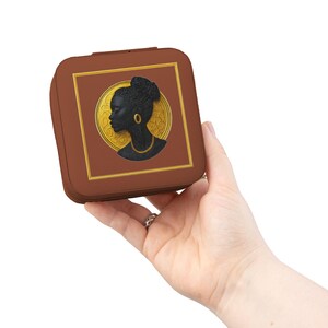 Black Woman Cameo Mom Travel Jewelry Box African American Silhouette Jewelry Case Gift for Mom Grandma Daughter Black Mom Christmas Gift zdjęcie 10