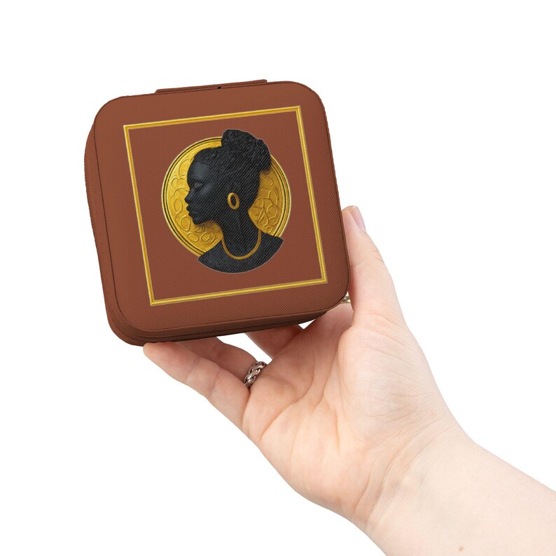Black Woman Cameo Mom Travel Jewelry Box African American Silhouette Jewelry Case Gift for Mom Grandma Daughter Black Mom Christmas Gift zdjęcie 10