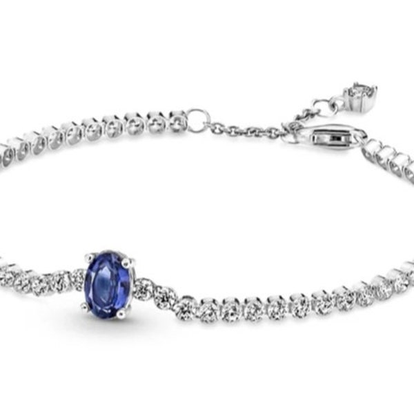 Silver 925 Pandora Sparkling Blue Bracelet Tenis,Special Gift,Mothers day,Christmas present,Bracelet for charms