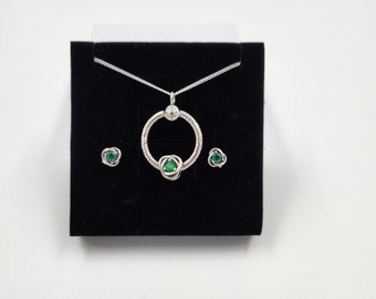 May Birthstone Sterling Silver Necklace and Earrings set Birthstone