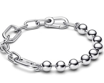 Bracciale Pandora ME in argento 925 con perline in metallo e catena a maglie