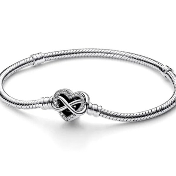 Pulsera Pandora Infinity Heart de plata 925, regalo especial, día de la madre, regalo de Navidad, pulsera para dijes