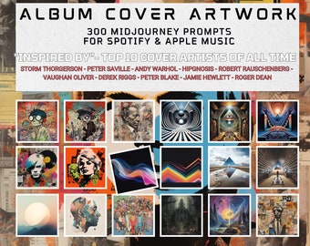 300 AI Creative Midjourney TOP 10 beste albumartiesten aller tijden voor Spotify. Perfect voor DJ's, songwriters en muziekproducenten.