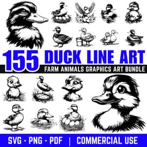 155 Duck Svg Png Pdf files bundle | farm duck cricut file | cute duck cut files | rustic duck clipart design | instant download