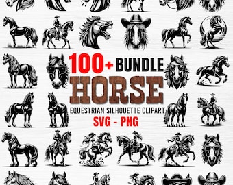 Horse SVG Bundle: 100+ Equestrian Silhouette Vectors (Digital Download)