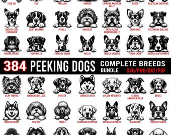 Raças de cães espiando em SVG – 384 imagens de cabeças de cachorro (pdf, png, dxf)