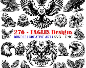 Eagle SVG & PNG Bundle: Hawk Silhouette Vector Clipart (Digital Download)