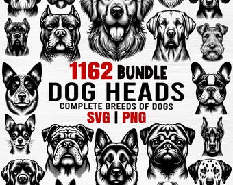 Pacote de ilustrações vetoriais de raças de cães, arquivos para corte a laser (svg, png, dxf, pdf, eps)