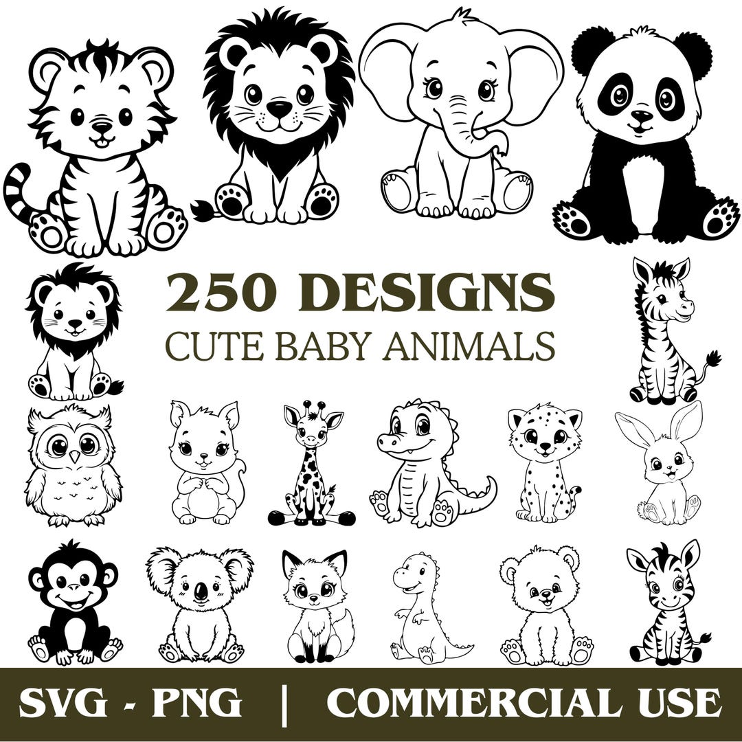 Baby Animals SVG PNG Bundle for Nursery Crafts (digital Download) - Etsy