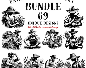 BoerenSVG-bundel: vintage landbouwafbeeldingen voor de Cricut (digitale download)