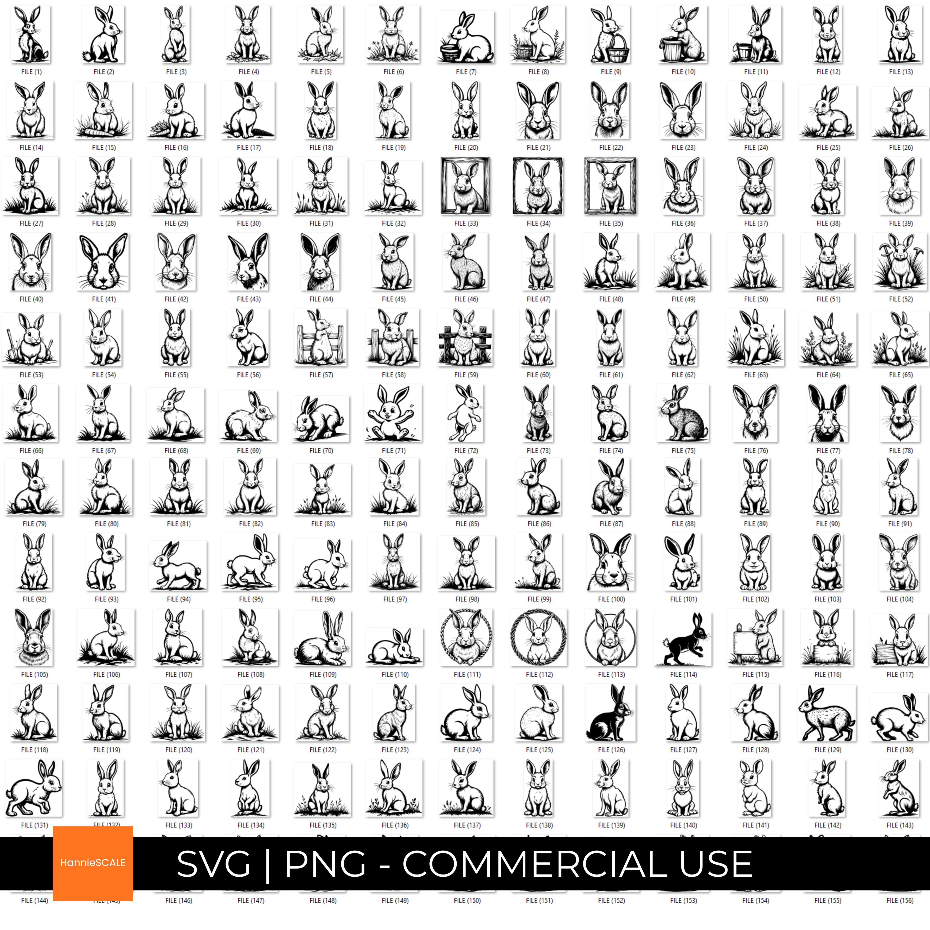 Rabbit Realistic Svg & Png Bundle Laser Engrave Files for Wood Acrylic ...