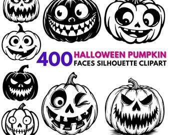 Halloween Pumpkin Faces SVG Bundle, Jack O Lantern Cut Files (PNG, PDF)