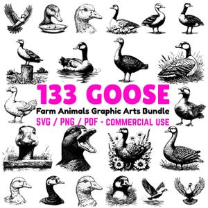 133 Goose Svg Png Pdf files bundle| farm goose Cricut file | funny goose cut files | rustic goose clipart Laser Engraving | instant download
