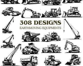 Ensemble de matériel de terrassement Svg et Png pour l'artisanat de la construction - fichiers à téléchargement immédiat