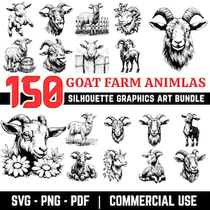 150 Goat Svg Png Pdf files bundle | farm goat cricut file | rustic goat cut files | funny goat clipart | instant download