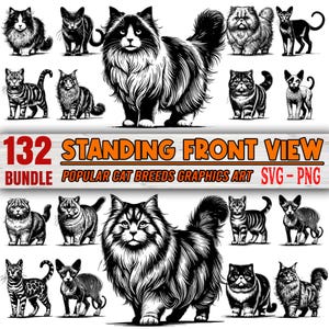 Cat Breed SVG Bundle: Pet Lover Vector Art (Digital Download)