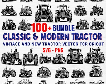 100+ Tractor SVG PNG Bundle: Farm Silhouette Clipart (Digital Download)