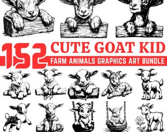 Goat Kid SVG Bundle | Farmhouse Graphics (Digital Download