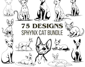 Sphynx Cat Svg & Png Bundle for Cricut Crafts - instant download files