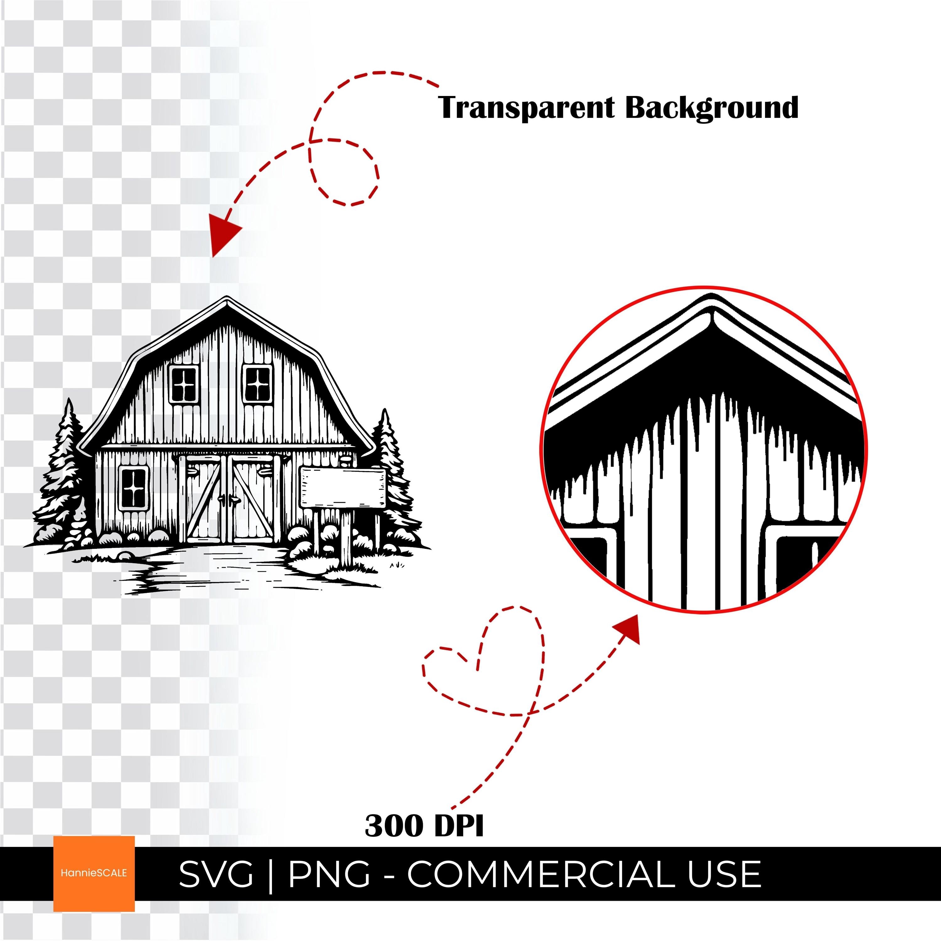 Barn Scene Silhouette Svg & Png Bundle Laser Engrave Files for Leather ...