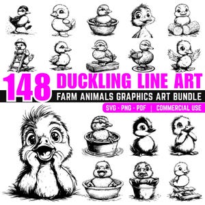 148 Duckling Svg Png Pdf files bundle | baby duck cricut file | cute duckling cut files | spring chick clipart design | instant download