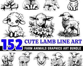 Paquete SVG de cordero: Archivos de corte Cricut de ovejita (descarga digital)