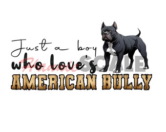 Amerikanischer Bully Hund PNG - Junge der Bullies liebt (Digitaler Download)