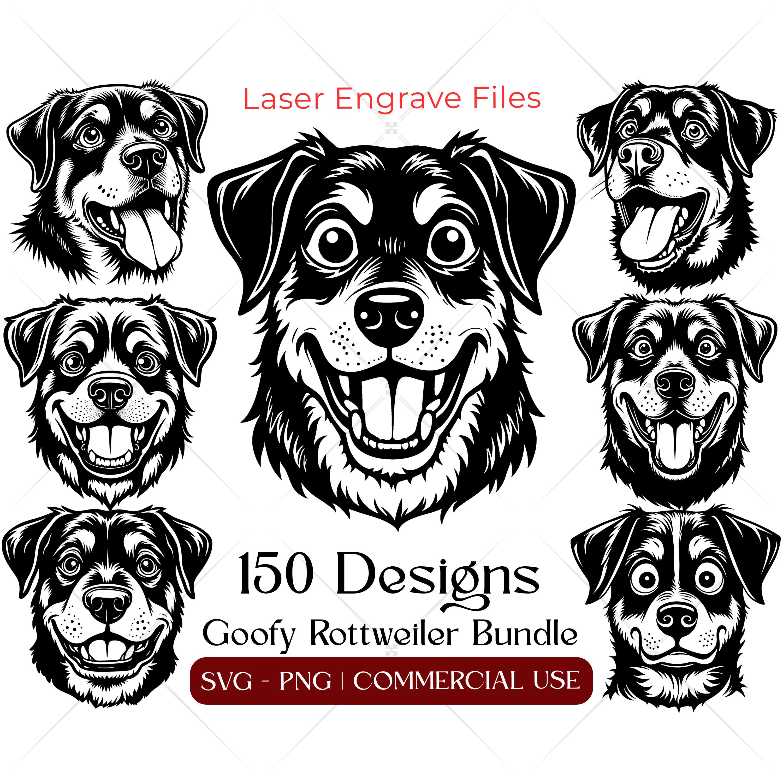 Goofy Rottweiler Svg & Png Bundle Laser Engrave Files for Leather Wood ...