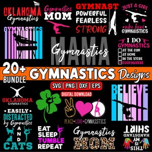20 GYMNASTICS bundle designs, Svg, Png, Dxf, Eps Creative arts printable for shirts, mugs and decor- instant digital downloads