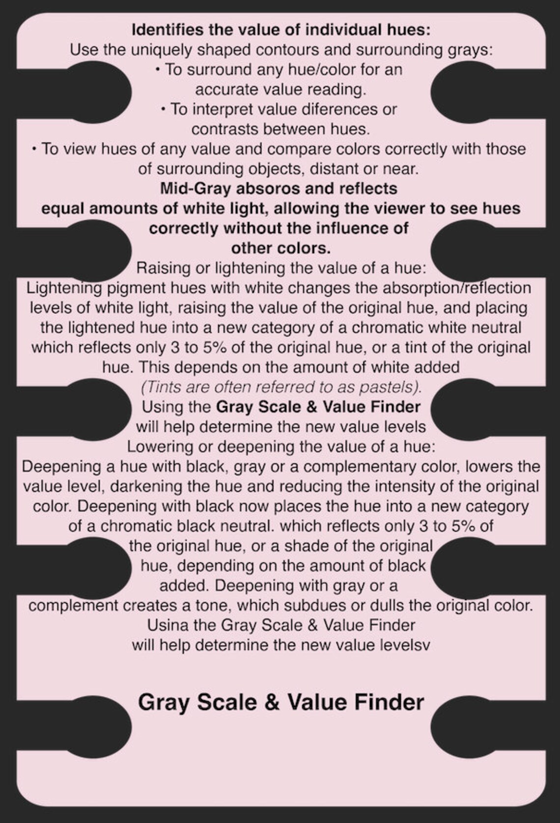 Gray Scale & Value Finder, Color Theory, Gray Scale Ruler, Gray Scale ...