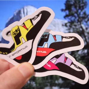 Stickers d'escalade : chausson d'escalade, cadeaux pour grimpeurs ; Texte personnalisé. Fait main et personnalisable. Stickers Hydroflask et ordinateur portable