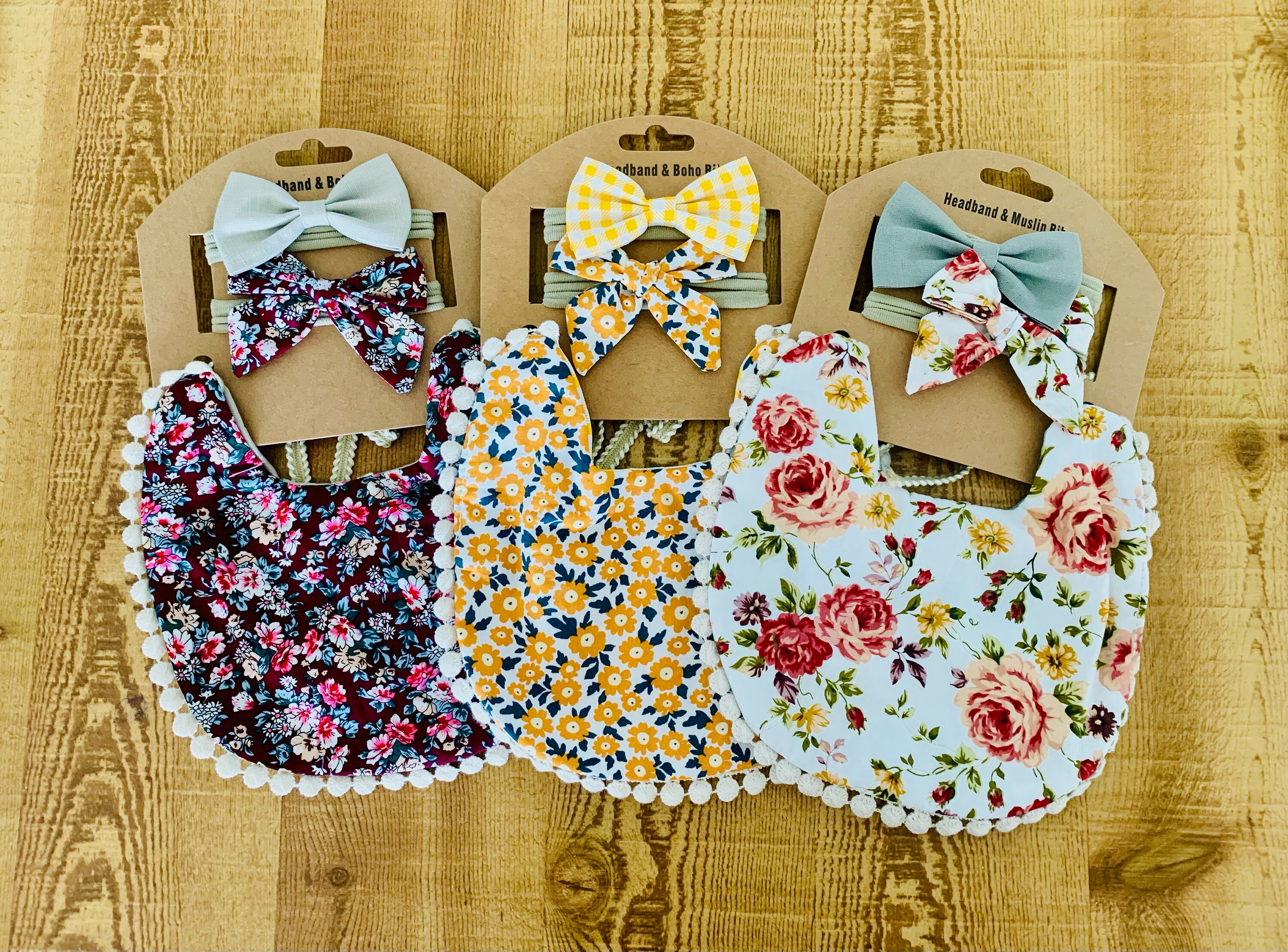 Bib Baby Girl Floral Set of 3 - Etsy